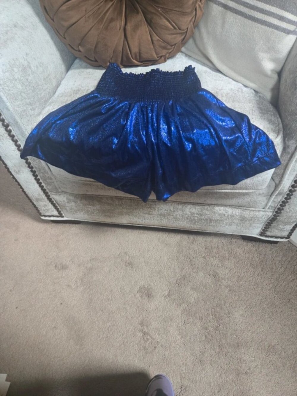 Time to party in these bright sparkly blue shorts